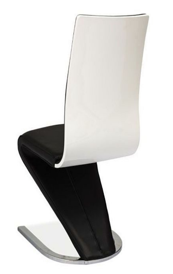 krzesło do jadalni-krzesła do salonu-krzesła ekoskóra-krzesło czarno białe, tył,